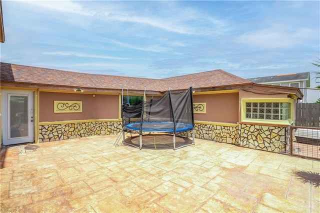 view of patio / terrace featuring a trampoline