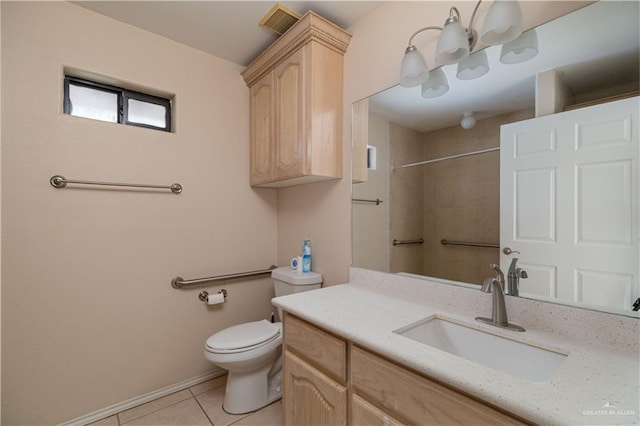 3512 W Gardenia Ave, Mcallen, TX 78501 - full bathroom featuring vanity, visible vents, toilet, and tile patterned flooring