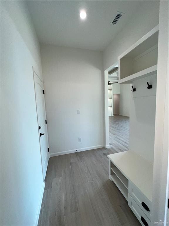 mudroom featuring wood-type flooring