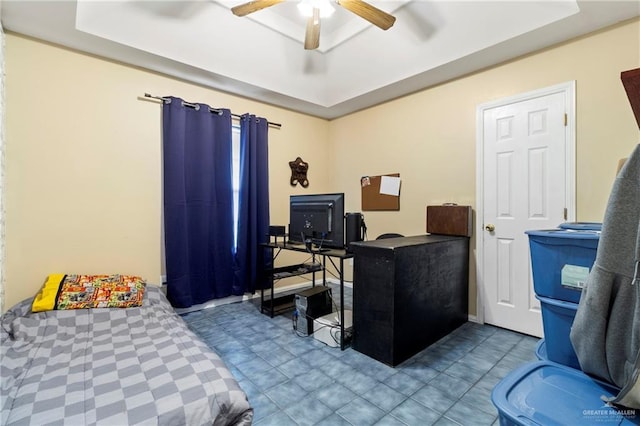1123 E Champion St, Edinburg, TX 78539 - tiled bedroom with ceiling fan