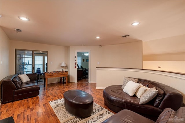 living room with wood-type flooring