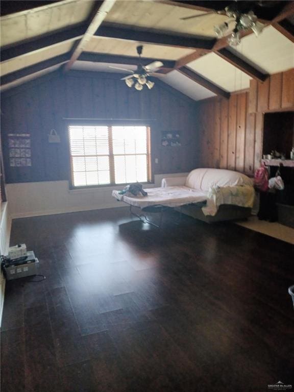 2802 Silverado Cir N, Mission, TX 78574 - bedroom featuring wood finished floors, wood walls, and ceiling fan