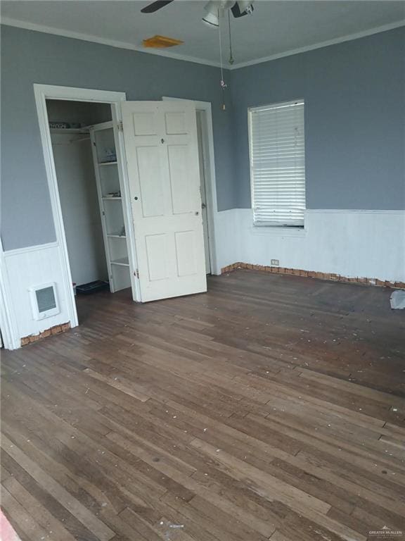 2802 Silverado Cir N, Mission, TX 78574 - unfurnished bedroom with crown molding, hardwood / wood-style flooring, and wainscoting