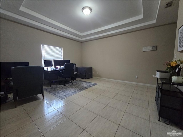 407 E Esperanza Ave, Mission, TX 78574 - office with a raised ceiling and light tile patterned flooring