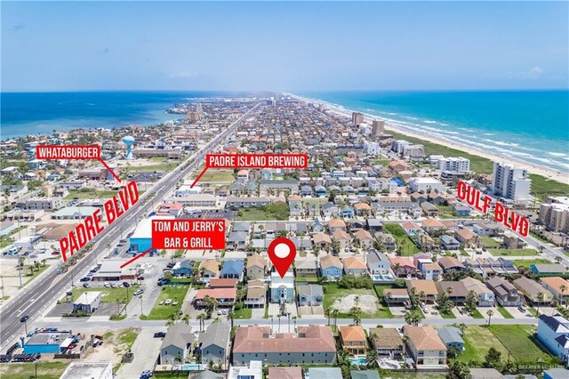 112 E Acapulco St E Unit 3, South Padre Island, TX 78597 - aerial view of property and surrounding area with extended coastline