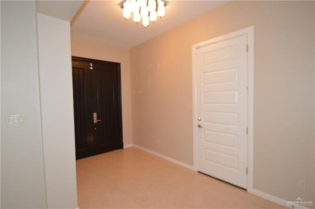 interior space featuring an inviting chandelier