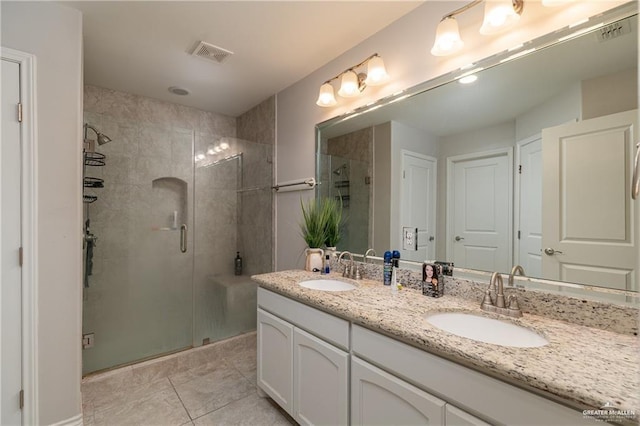5524 Xenops Ave, Mcallen, TX 78504 - full bath with a shower stall, tile patterned floors, and double vanity