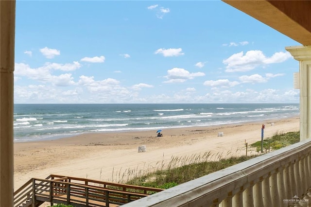 property view of water with a beach view