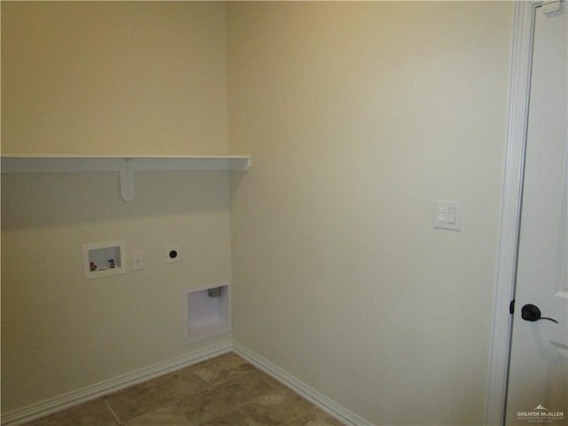 laundry area featuring electric dryer hookup and washer hookup