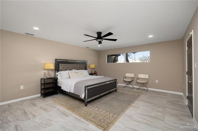 bedroom featuring ceiling fan