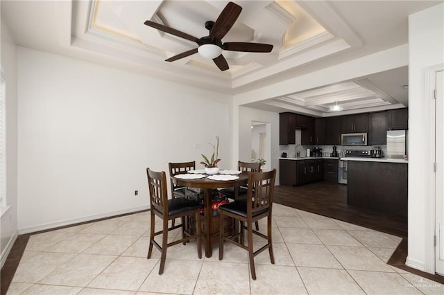 425 E Nebraska Rd, Alamo, TX 78516 - dining room with a raised ceiling, light tile patterned floors, and ceiling fan