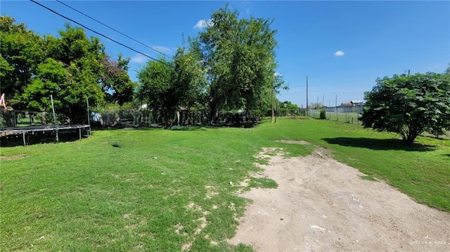 view of yard featuring a trampoline