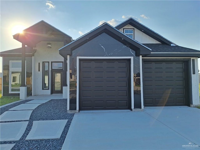 view of front of house with a garage