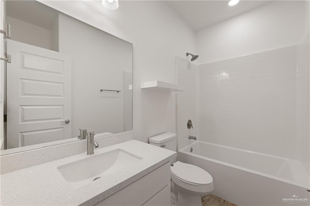 full bathroom featuring vanity, toilet, and shower / bathtub combination