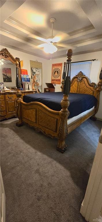1706 Primrose Ave, Mission, TX 78572 - bedroom featuring a tray ceiling, carpet flooring, and a ceiling fan