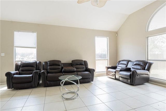 3004 San Federico Rd, Mission, TX 78572 - living area featuring lofted ceiling, a healthy amount of sunlight, and light tile patterned floors