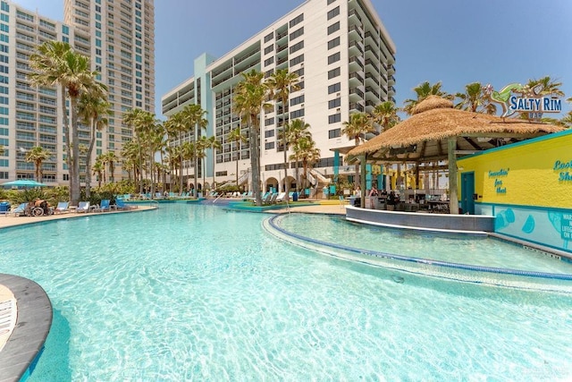 view of pool with a gazebo