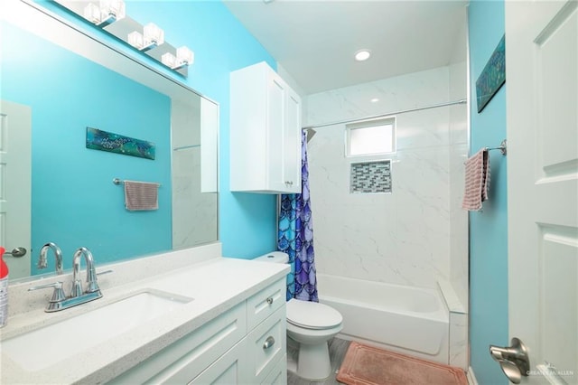 1102 Palm Blvd, Laguna Vista, TX 78578 - bathroom featuring vanity, toilet, shower / tub combo, and recessed lighting