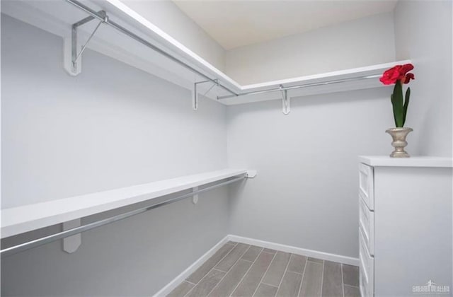 spacious closet with wood finished floors