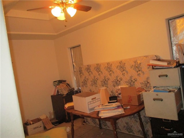 misc room with ceiling fan