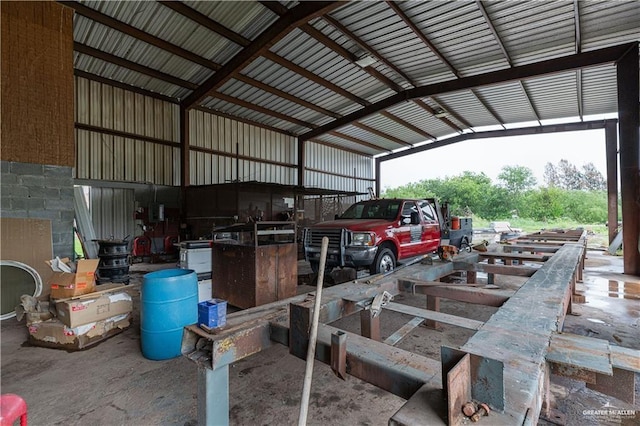 view of garage