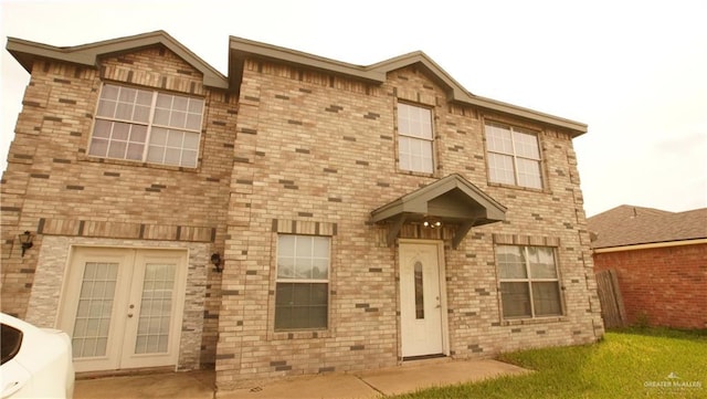 view of front facade featuring french doors