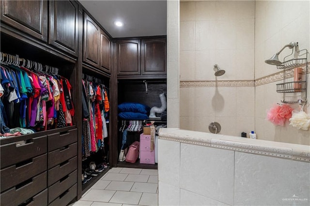 interior space featuring light tile patterned flooring