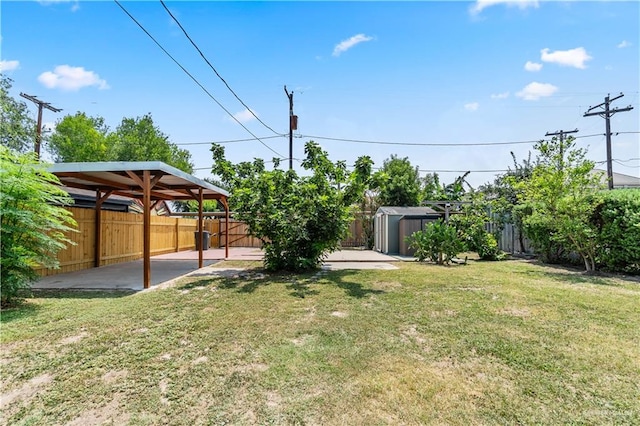 1018 N Keralum Ave, Mission, TX 78572 - view of yard with a storage shed, an outdoor structure, a detached carport, and a patio area