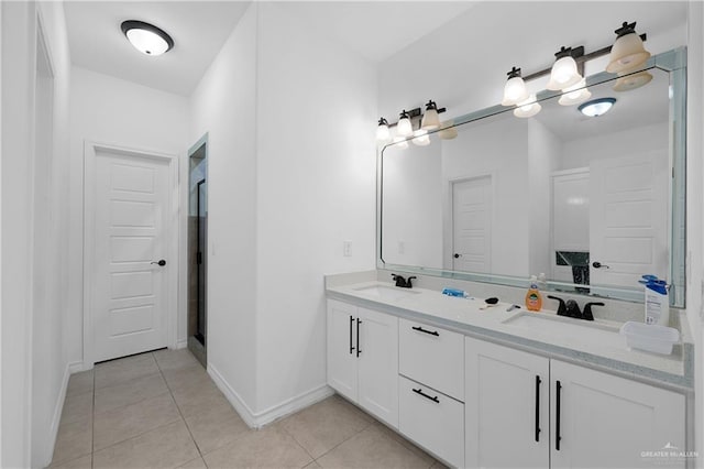 bathroom featuring tile patterned flooring and vanity