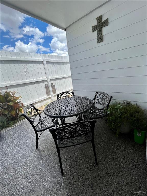 balcony with a patio area