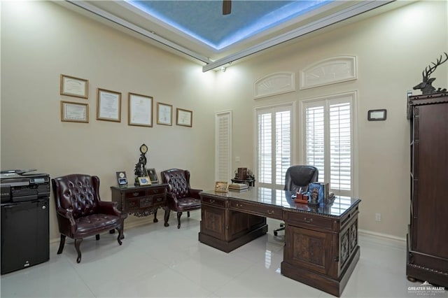 office area featuring light tile patterned floors