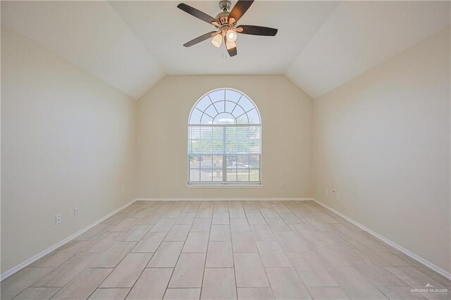 4612 Laurel Ave, Mcallen, TX 78501 - unfurnished room featuring ceiling fan, vaulted ceiling, and baseboards
