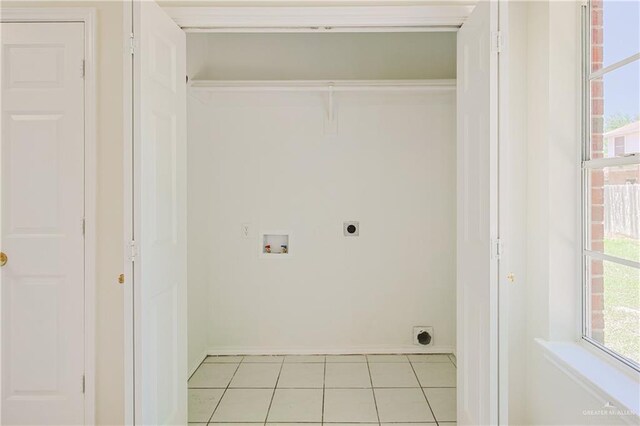 4612 Laurel Ave, Mcallen, TX 78501 - washroom featuring electric dryer hookup, washer hookup, light tile patterned flooring, baseboards, and plenty of natural light