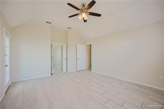 4612 Laurel Ave, Mcallen, TX 78501 - unfurnished bedroom featuring vaulted ceiling, baseboards, multiple windows, and a ceiling fan