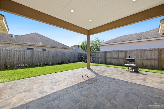 view of patio featuring a fenced backyard