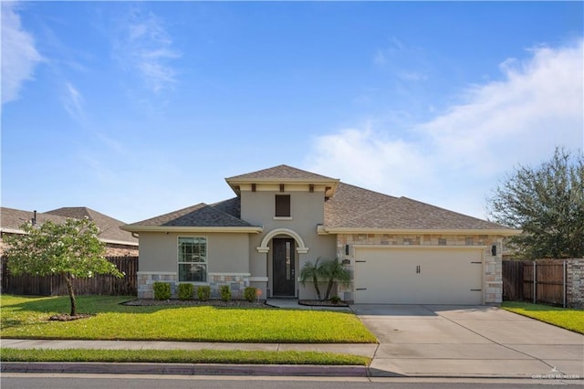 view of front of house featuring a garage and a front yard