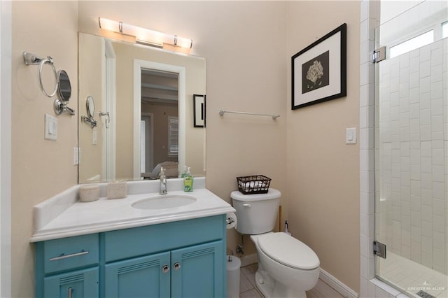 107 E Palm St Unit A, South Padre Island, TX 78597 - full bathroom featuring a stall shower, toilet, and vanity