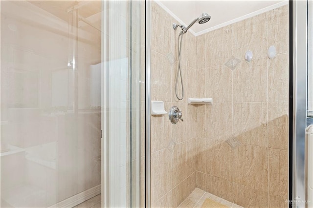 1800 E 24th St, Mission, TX 78574 - bathroom featuring crown molding and a stall shower