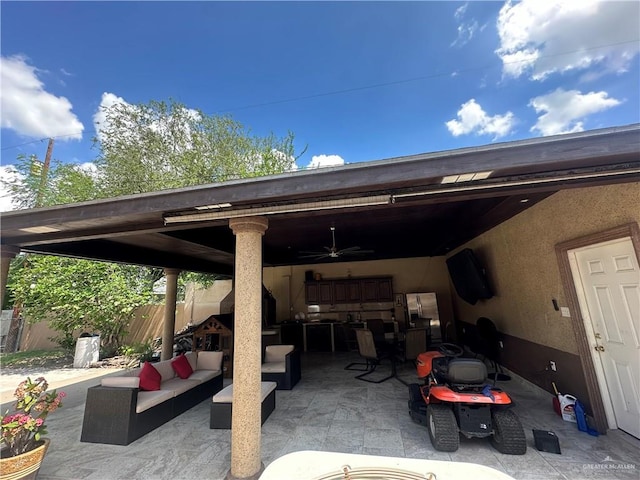 view of patio / terrace featuring outdoor lounge area and ceiling fan