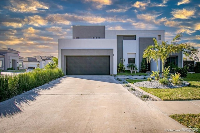 contemporary home with a garage