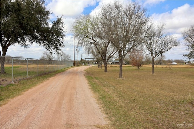 view of street with a rural view