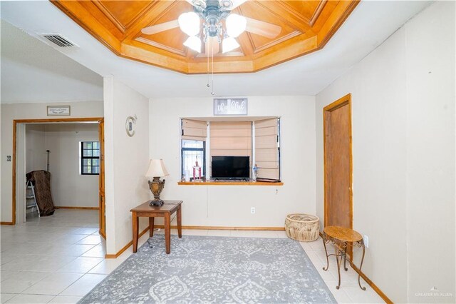 1207 Dolores Del Rio Ave, Mission, TX 78572 - tiled living area featuring ceiling fan and baseboards