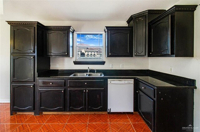 kitchen with sink and white dishwasher