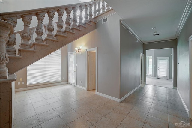 interior space featuring ornamental molding