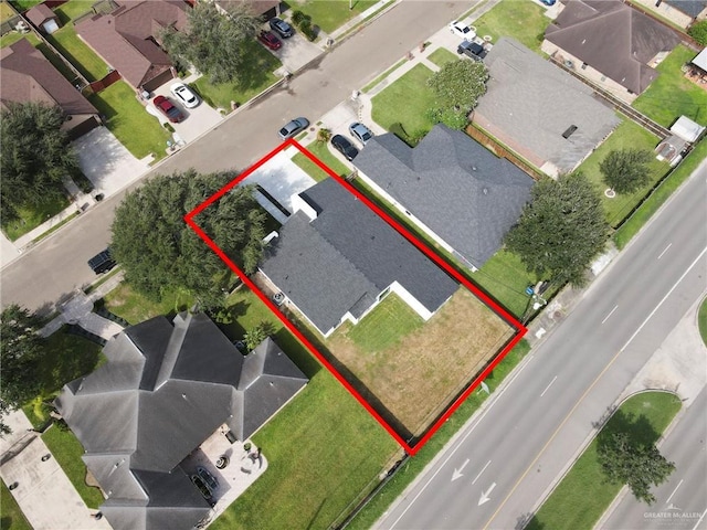 1915 Chandler Cir, Edinburg, TX 78542 - aerial perspective of suburban area featuring property boundaries highlighted