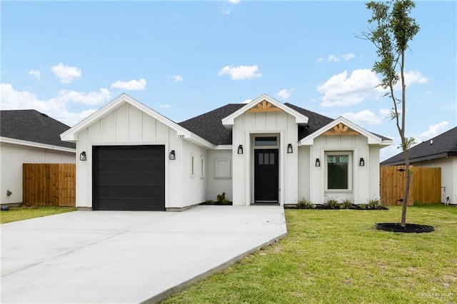 1305 Franklin Ave, Alton, TX 78573 - modern farmhouse style home featuring board and batten siding, an attached garage, driveway, and a shingled roof