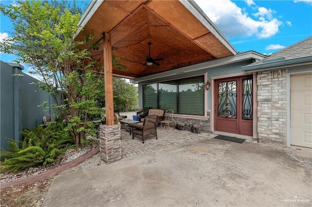 view of patio / terrace with ceiling fan