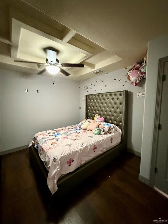812 W Falcon Ave, Pharr, TX 78577 - bedroom featuring a raised ceiling, baseboards, wood finished floors, and ceiling fan