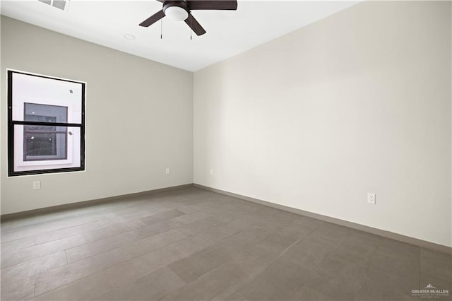 spare room featuring ceiling fan