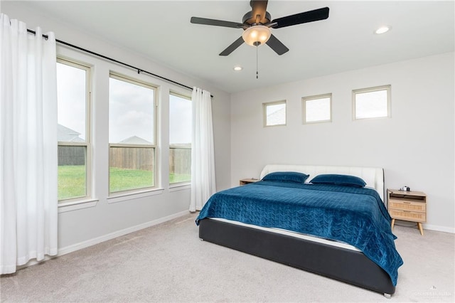 6101 White River Dr, Mcallen, TX 78504 - carpeted bedroom featuring baseboards, multiple windows, a ceiling fan, and recessed lighting
